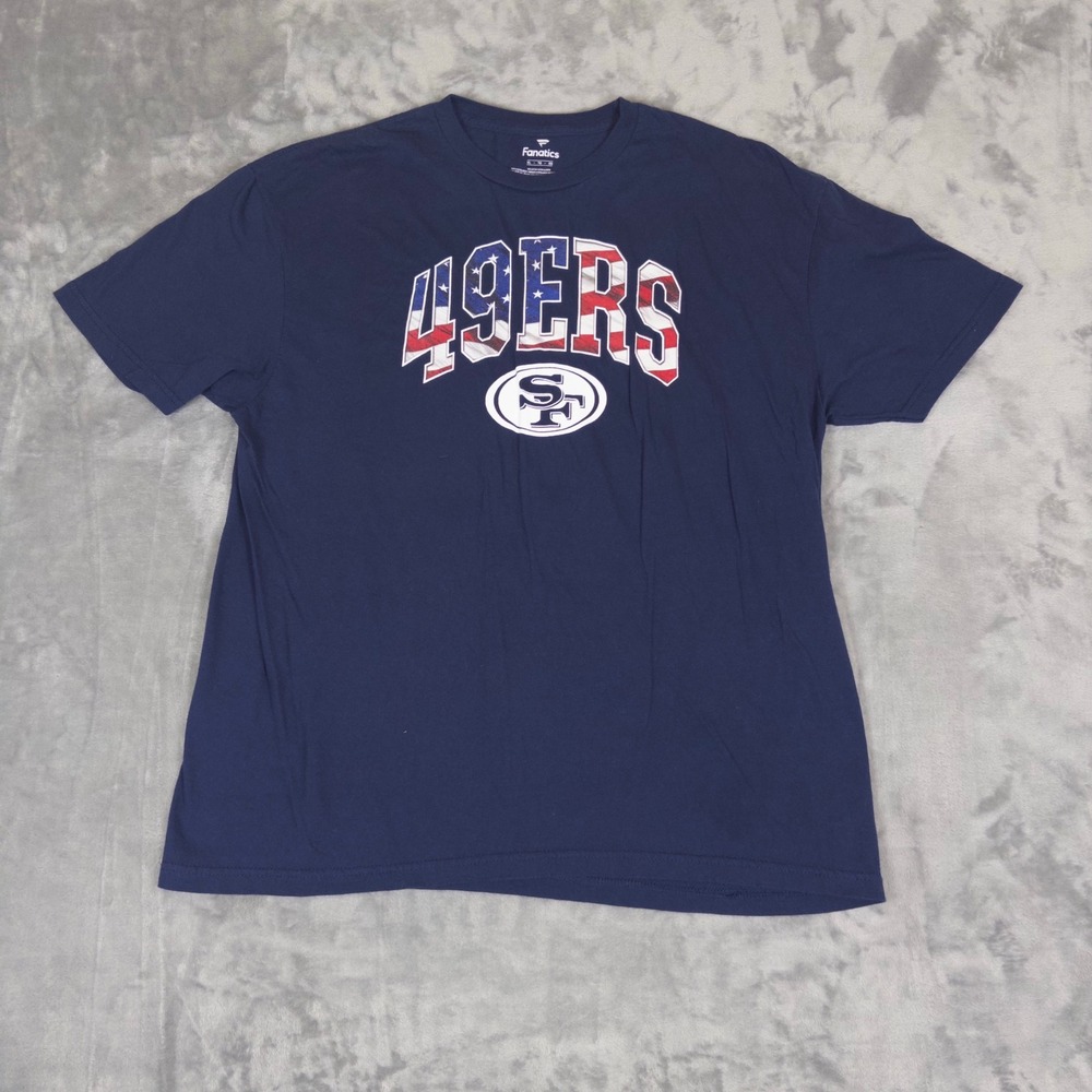 Fanatics T-Shirt Mens XL Blue San Francisco 49ers American Flag Graphic Tee NFL